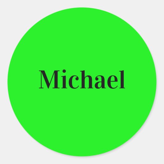 Neon Green Elegant Naam Kleur Trendy Mode Ronde Sticker (Voorkant)