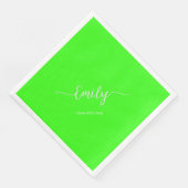 Neon Green Elegant script Servet (Hoek)