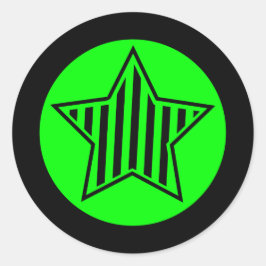 Neon Green en Black Star Round Sticker