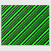 Neon Green en Black Stripes Cadeaupapier (Vlak)