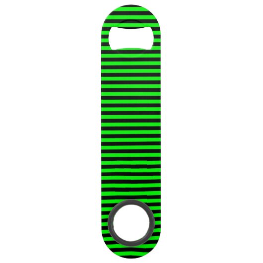 Neon Green en Black Stripes Speed Flessenopener (Voorkant)