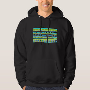 Neon Green- en blauw stampatroon Hoodie