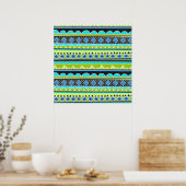 Neon Green- en blauw stampatroon Poster (Keuken)