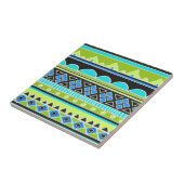 Neon Green- en blauw stampatroon Tegeltje (Zijkant)