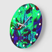 Neon Green en Blue Abstract Pattern Grote Klok (Hoek)