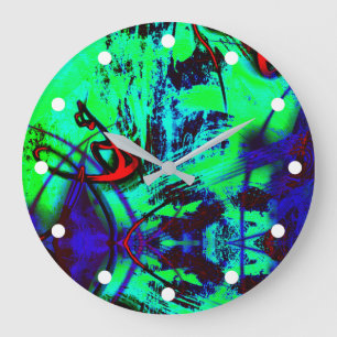 Neon Green en Blue Abstract Pattern Grote Klok