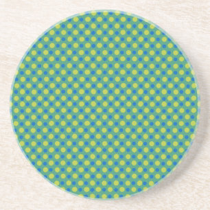 Neon Green en Blue Polka Dots on Green Zandsteen Onderzetter