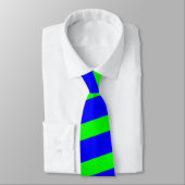 Neon Green en Blue Striped Stropdas (dikke strepen (Gebonden)