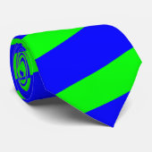 Neon Green en Blue Striped Stropdas (dikke strepen (Opgerold)