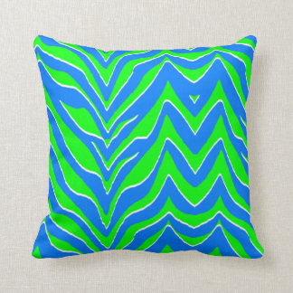 Neon Green en Blue Zebra Stripes Kussen
