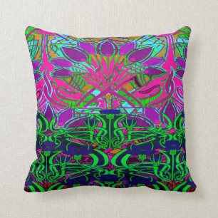 Neon Green en Hot Pink Flower Garden Pattern Kussen