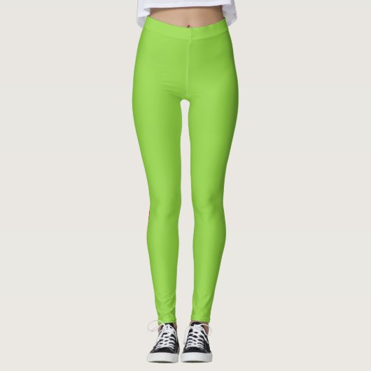 Neon Green en Pink Striped Athletic Leggings (Voorkant)