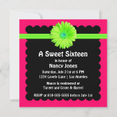 Neon Green en Pink Sweet Sixteen Uitnodiging (Voorkant)