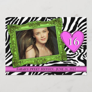 Neon Green en Roze Sweet Sixteen Kaart