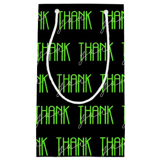 neon green en white dank u klein cadeauzakje (Voorkant)