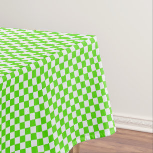Neon Green en White Gingham geborduurd Tafelkleed