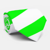 Neon Green en White Striped Stropdas (dikke strepe (Opgerold)