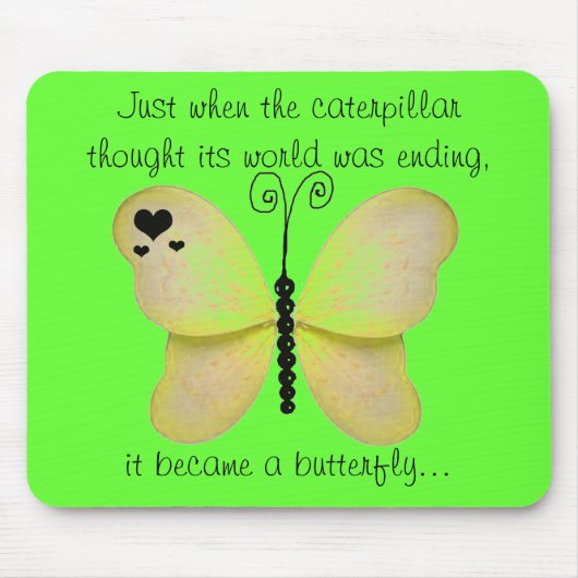 Neon Green en Yellow Butterfly Muismat (Voorkant)