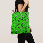 Neon Green Floral Gothic Skull  Tote Bag (Dichtbij)