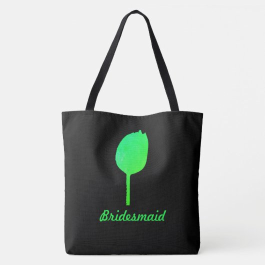 Neon Green Floral Tulip Abstract Bridesmaid Gift Tote Bag (Achterkant)