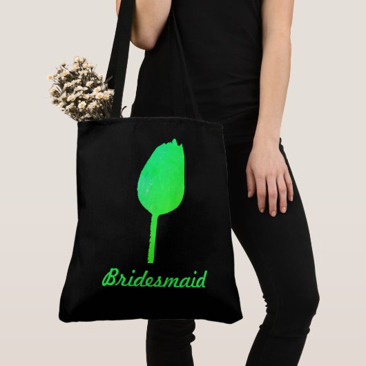 Neon Green Floral Tulip Abstract Bridesmaid Gift Tote Bag (Dichtbij)