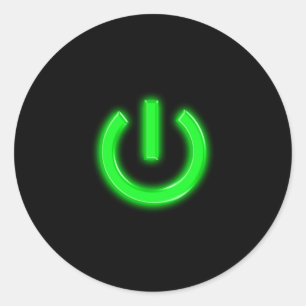 Neon Green Flourescent Power Button Ronde Sticker