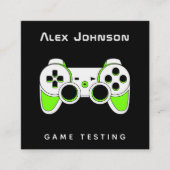 Neon Green Game Testing Tester Developer Joypad Vierkante Visitekaartje (Voorkant)