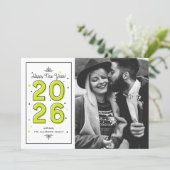 Neon Green Geometric Typography 2025 Nieuwjaar Feestdagenkaart (Staand voorkant)