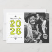 Neon Green Geometric Typography 2025 Nieuwjaar Feestdagenkaart (Voorkant)