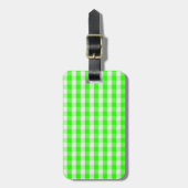 Neon Green Gingham Pattern van Shirley Taylor Bagagelabel (Voorkant verticaal)
