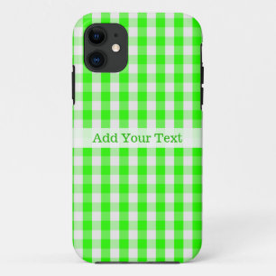 Neon Green Gingham Pattern van Shirley Taylor iPhone 11 Hoesje