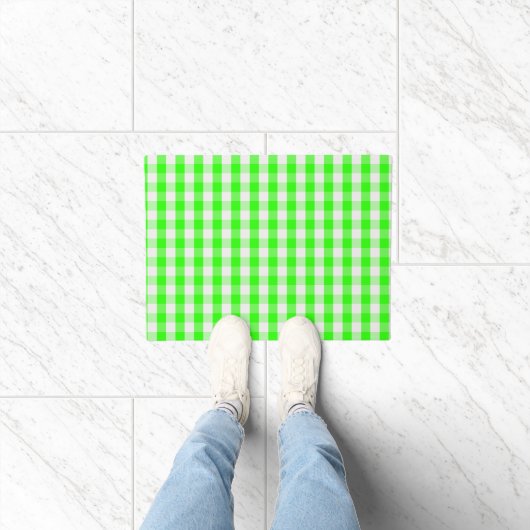 Neon Green Gingham Pattern van Shirley Taylor Deurmat (Binnen)
