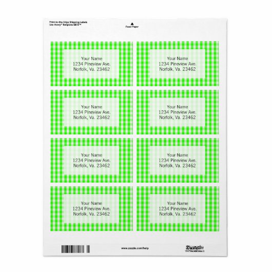 Neon Green Gingham Pattern van Shirley Taylor Etiket (Full Sheet)