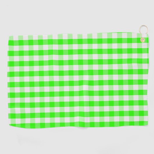 Neon Green Gingham Pattern van Shirley Taylor Golfhanddoek (Horizontaal)