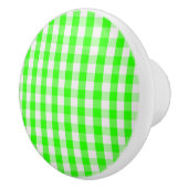 Neon Green Gingham Pattern van Shirley Taylor Keramische Knop (Rechts)