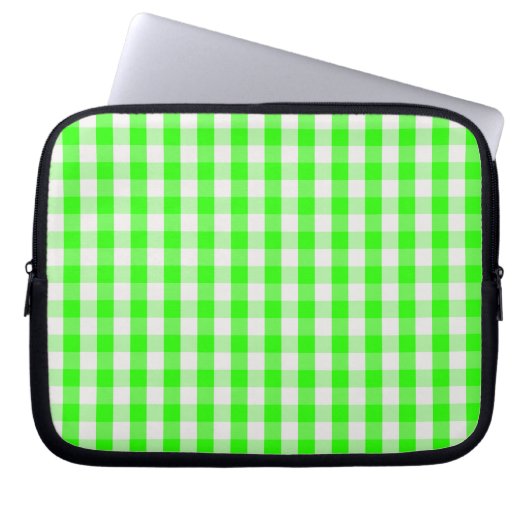 Neon Green Gingham Pattern van Shirley Taylor Laptop Sleeve (Voorkant)