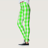 Neon Green Gingham Pattern van Shirley Taylor Leggings (Links)