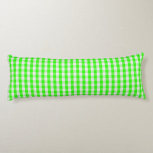 Neon Green Gingham Pattern van Shirley Taylor Lichaamskussen