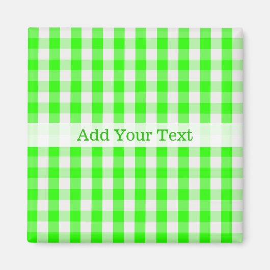 Neon Green Gingham Pattern van Shirley Taylor Magneet (Voorkant)
