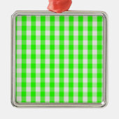 Neon Green Gingham Pattern van Shirley Taylor Metalen Ornament (Voorkant)