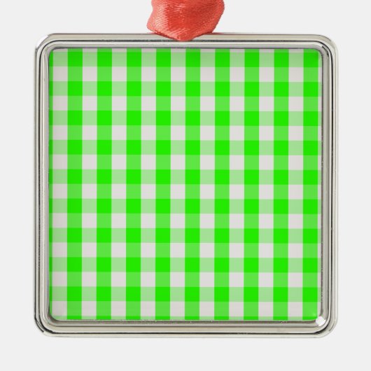 Neon Green Gingham Pattern van Shirley Taylor Metalen Ornament (Voorkant)