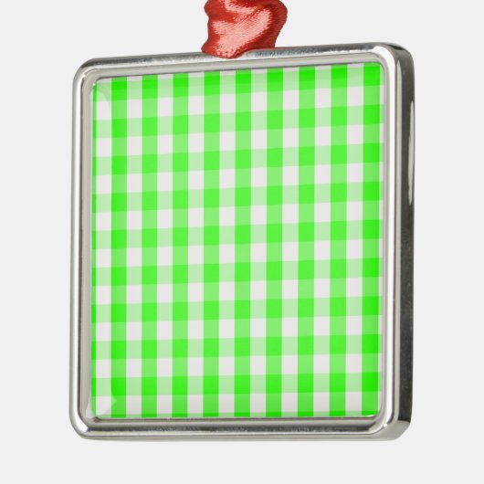 Neon Green Gingham Pattern van Shirley Taylor Metalen Ornament (Links)