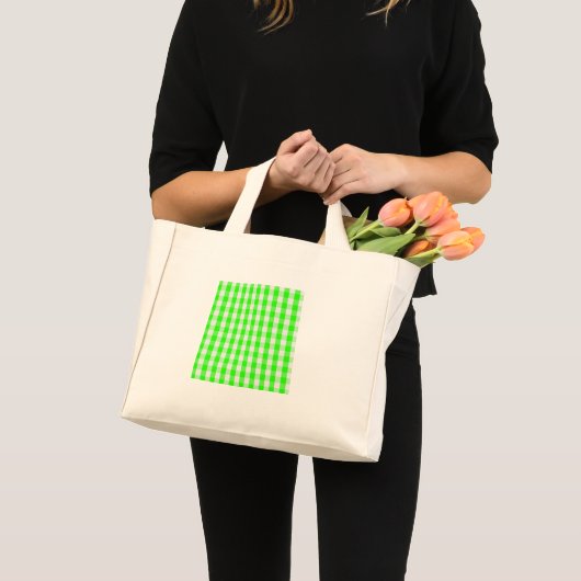Neon Green Gingham Pattern van Shirley Taylor Mini Tote Bag (Voorkant (product))