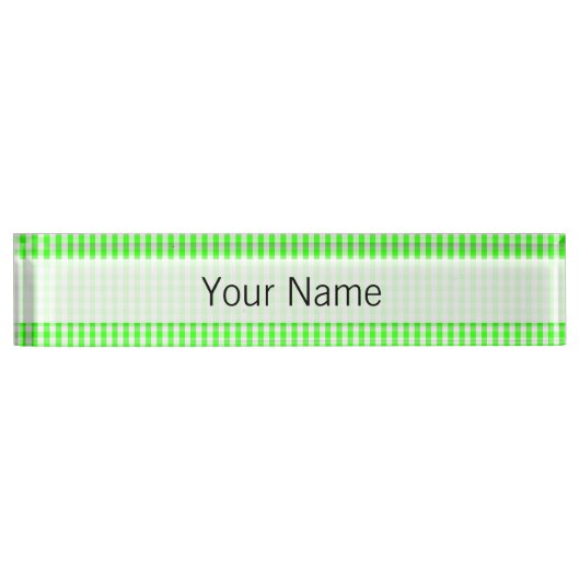 Neon Green Gingham Pattern van Shirley Taylor Naambordje (Voorkant)