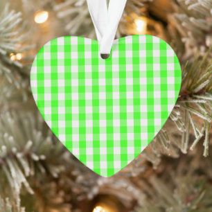 Neon Green Gingham Pattern van Shirley Taylor Ornament