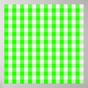 Neon Green Gingham Pattern van Shirley Taylor Poster
