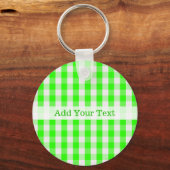 Neon Green Gingham Pattern van Shirley Taylor Sleutelhanger (Voorkant)