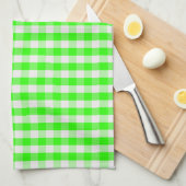 Neon Green Gingham Pattern van Shirley Taylor Theedoek (Quarter Fold)