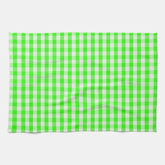 Neon Green Gingham Pattern van Shirley Taylor Theedoek (Horizontaal)