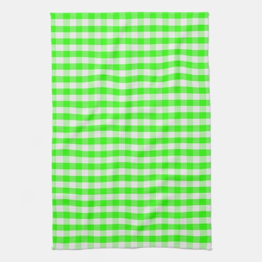 Neon Green Gingham Pattern van Shirley Taylor Theedoek (Verticaal)